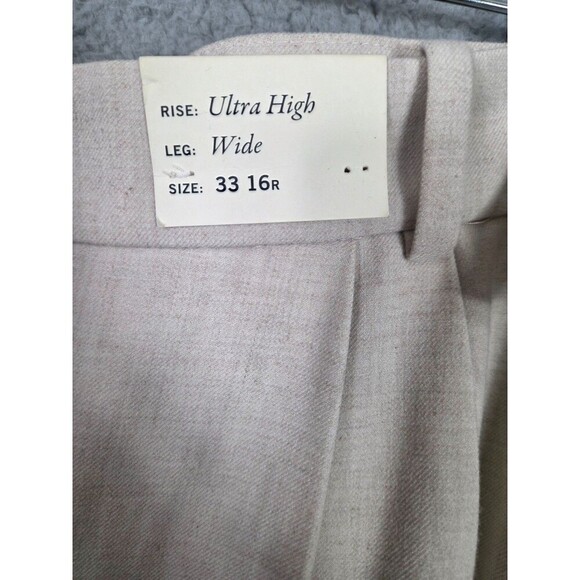 A&F Wide Leg Pants Quinn Tailored Straight Sz 16R/18R Oatmeal Office Siren - Picture 11 of 11